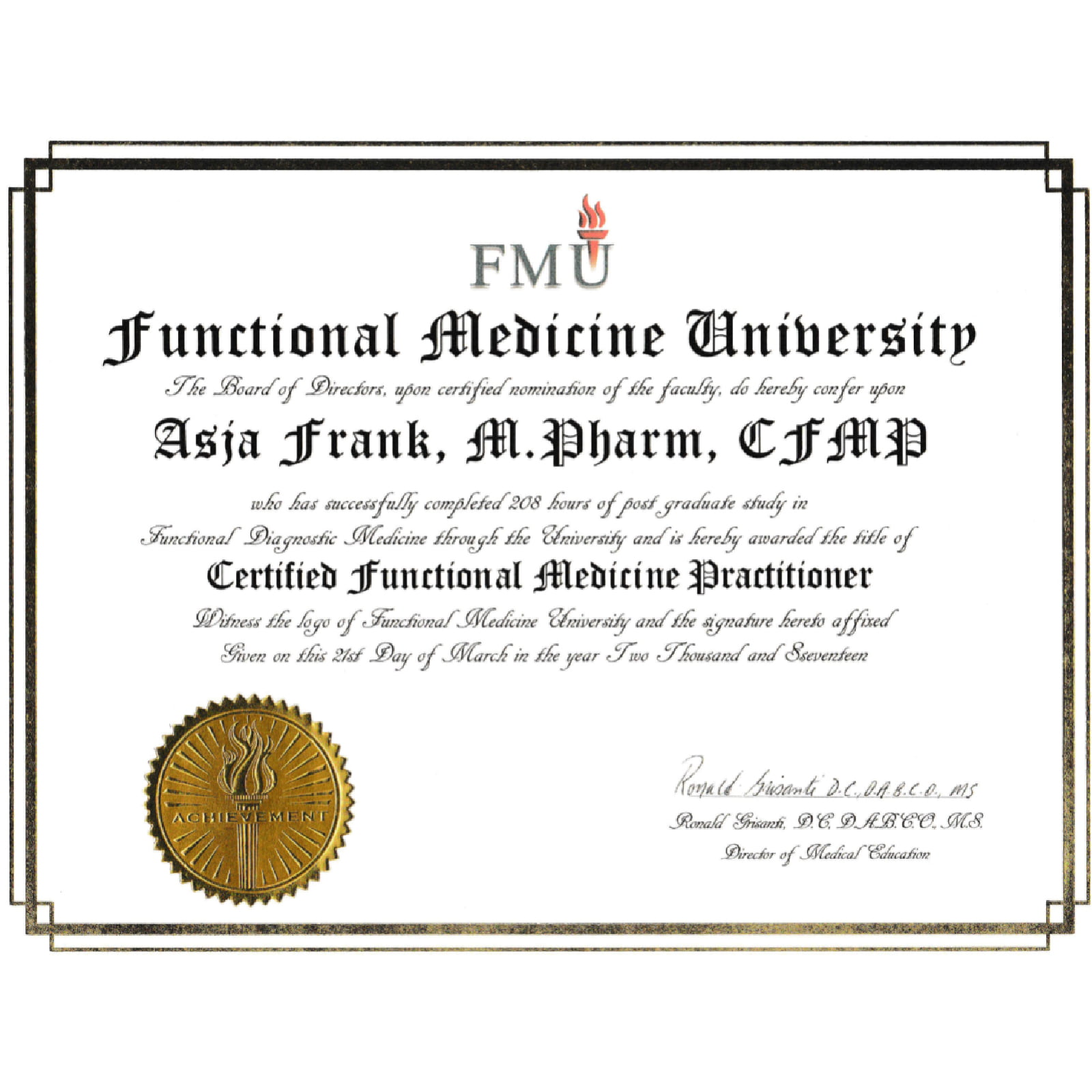 Certified Functional Medicine Practitioner® 1 func med certificate@2x 100