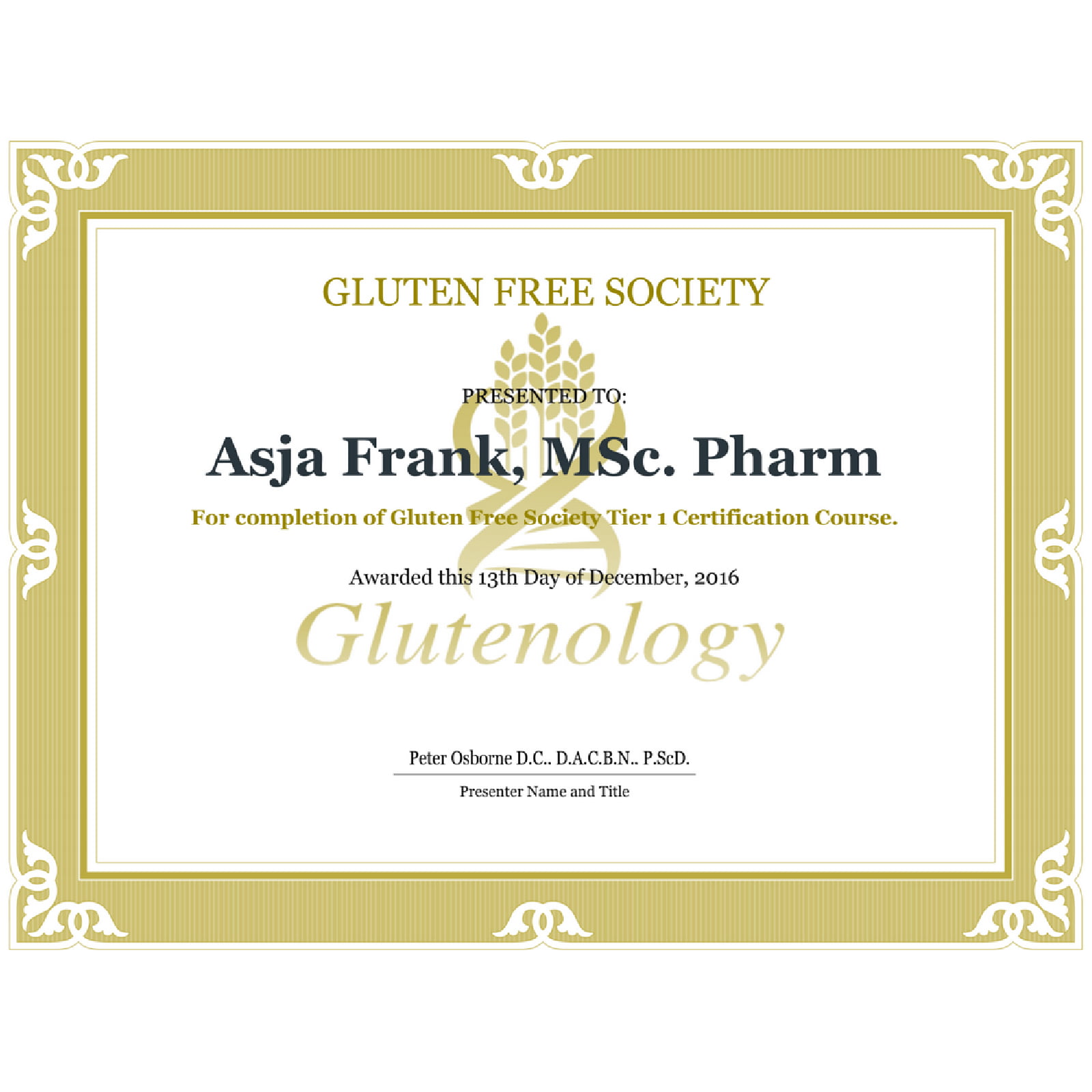 Gluten Free Society Tier 1 Certification Course 1 gluten free certificate@2x 100